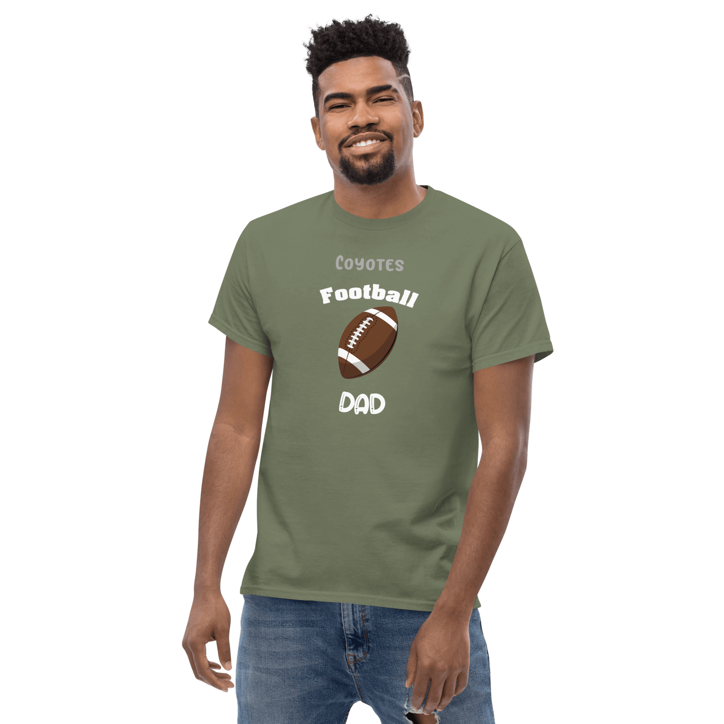 Personalized football tee for dads featuring sporty design, perfect for game day and casual wear.