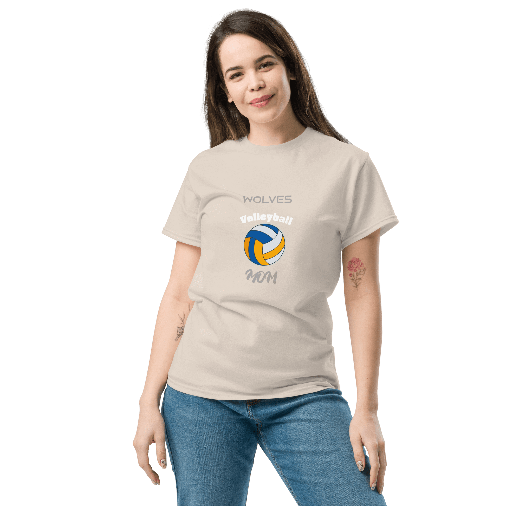 Custom Wolves Volleyball Mom Tee, perfect for game day support and fan attire.