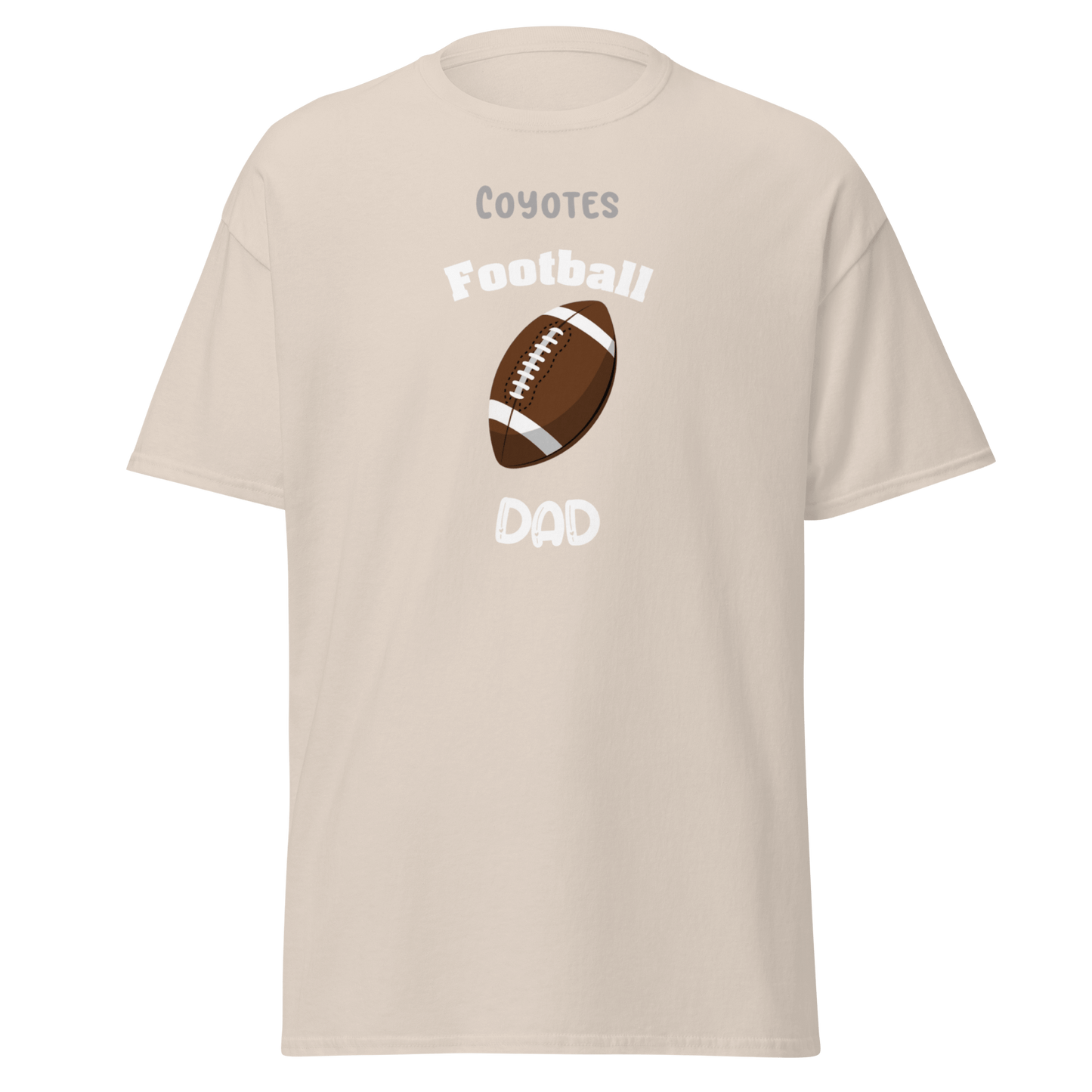 Personalized Coyote Football Dad tee, perfect for supporting your team in style and comfort.