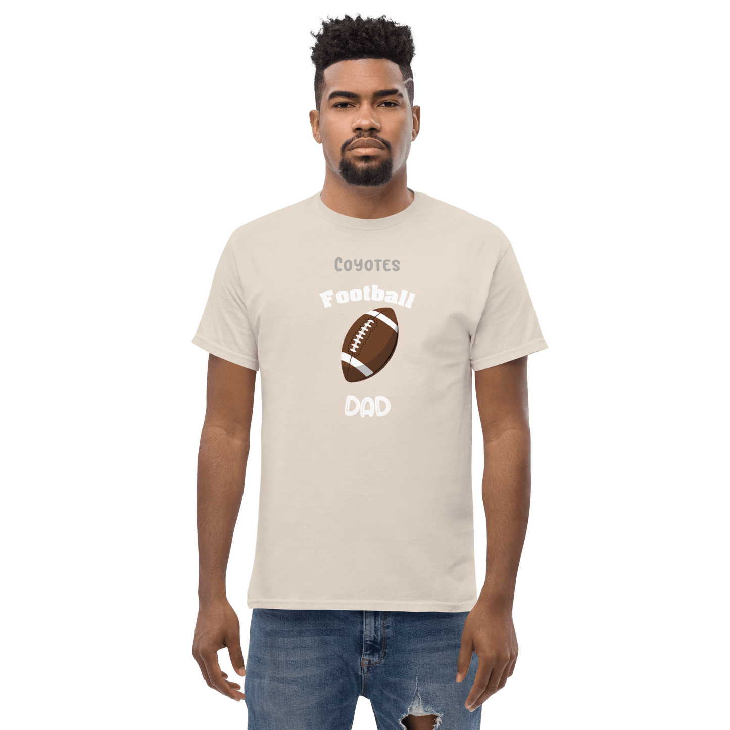 Personalized Football Supporter Tee for dads featuring 'Coyotes Football' design, perfect for game day and beyond.