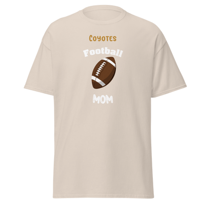 Personalized football mom tee shirt with Coyotes design, perfect for game day and cheering for youth sports.