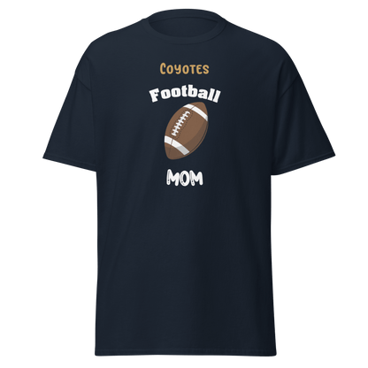 Personalized Coyote Football Mom tee in navy, perfect for proud supporters and game day attire.