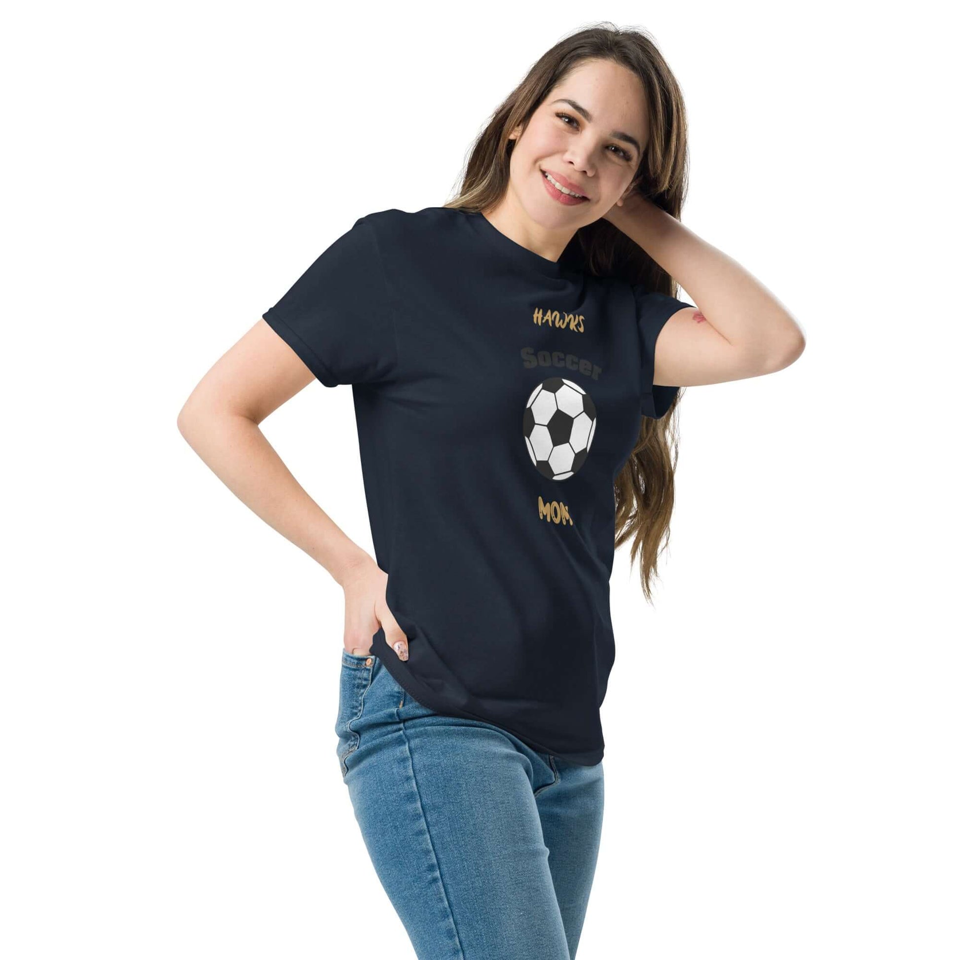 Soccer Parent Tee featuring a soccer ball design, perfect for proud soccer moms, combining style and comfort.