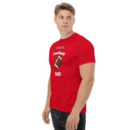 Personalized red football dad tee for sports fans, perfect for game day or casual wear.