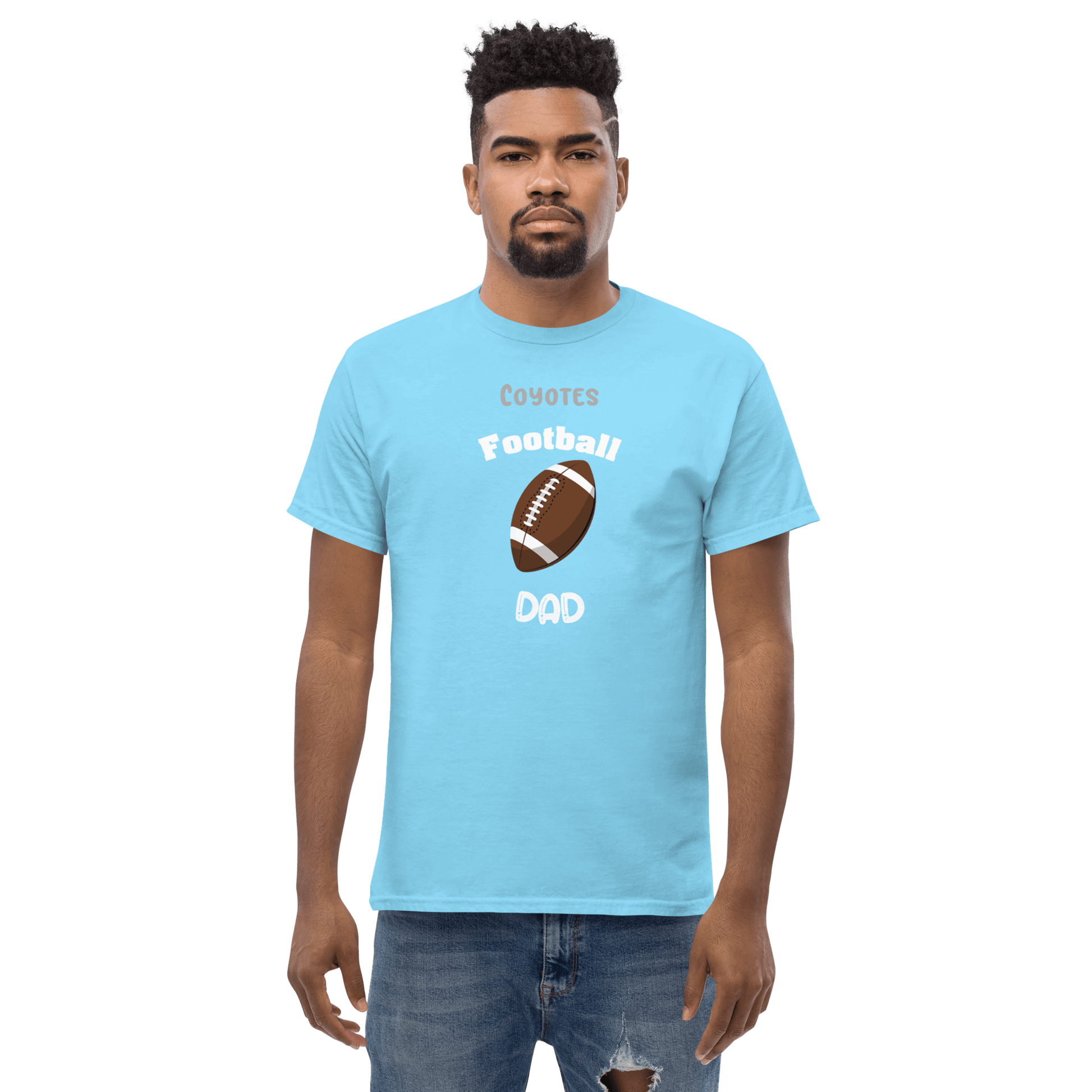 Personalized football supporter tee for dads featuring Coyote design, perfect for game day and casual wear.
