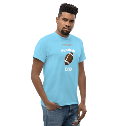 Personalized football dad tee in sky blue, perfect for proud supporters and game day enthusiasts.