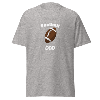 Personalized grey football supporter tee for dads, featuring a football graphic and stylish text.