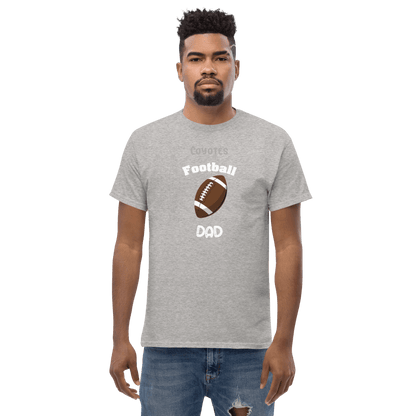 Personalized football dad tee shirt with coyote design, perfect for proud supporters and game day fans.