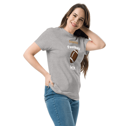 Personalized football supporter tee for moms, featuring a football graphic and Coyote design, perfect for game day.
