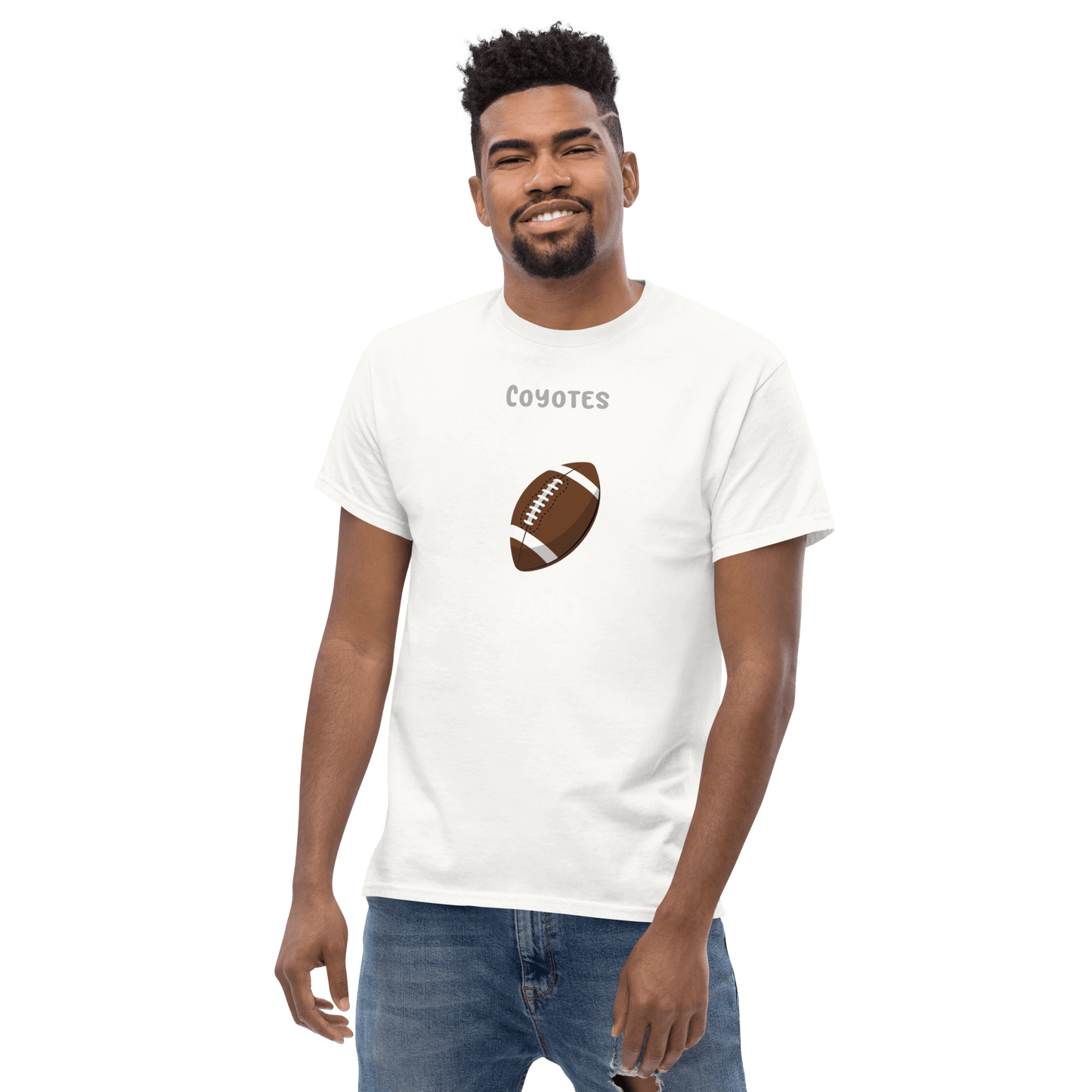 Personalized football supporter tee for fans, featuring 'Coyotes' and a football graphic.