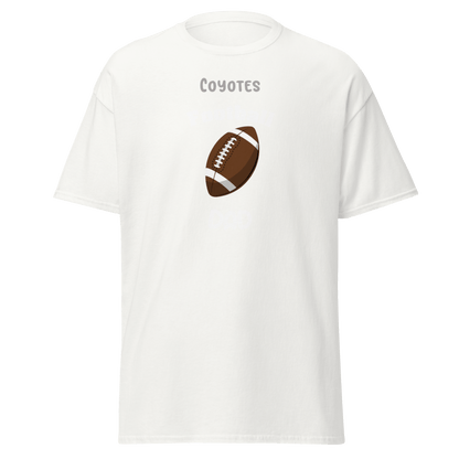 Personalized football supporter tee featuring 'Coyotes' and a football graphic, perfect for fans and families.