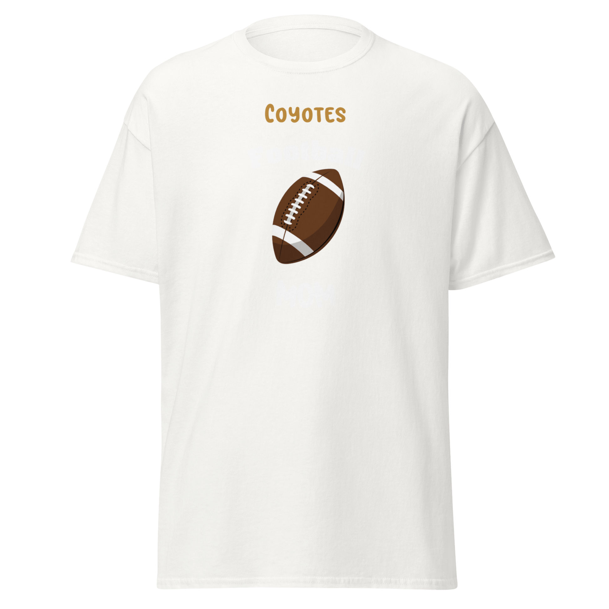 Personalized football supporter tee featuring 'Coyotes' and a graphic of a football.