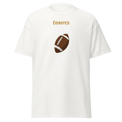 Personalized football supporter tee featuring 'Coyotes' and a graphic of a football.
