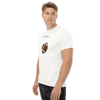 Personalized football supporter tee featuring a brown football design, perfect for fans and parents.