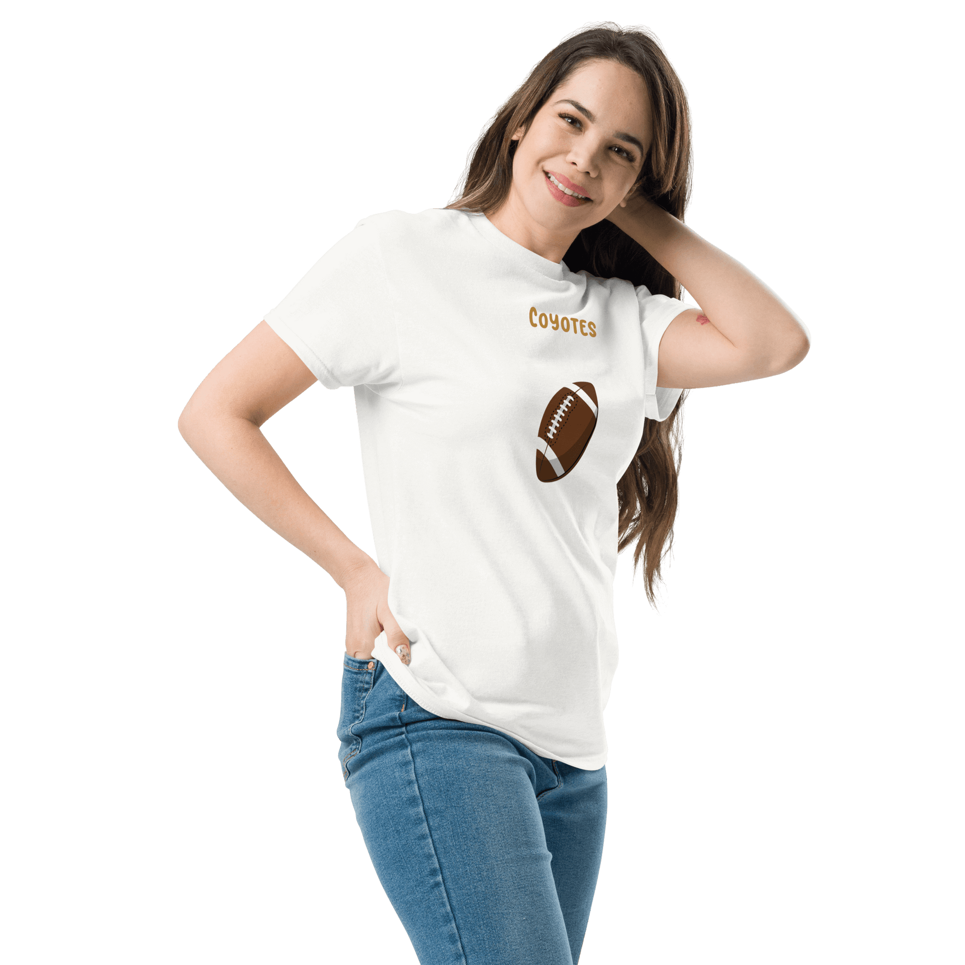 Personalized football supporter tee for moms and dads featuring a playful football design.