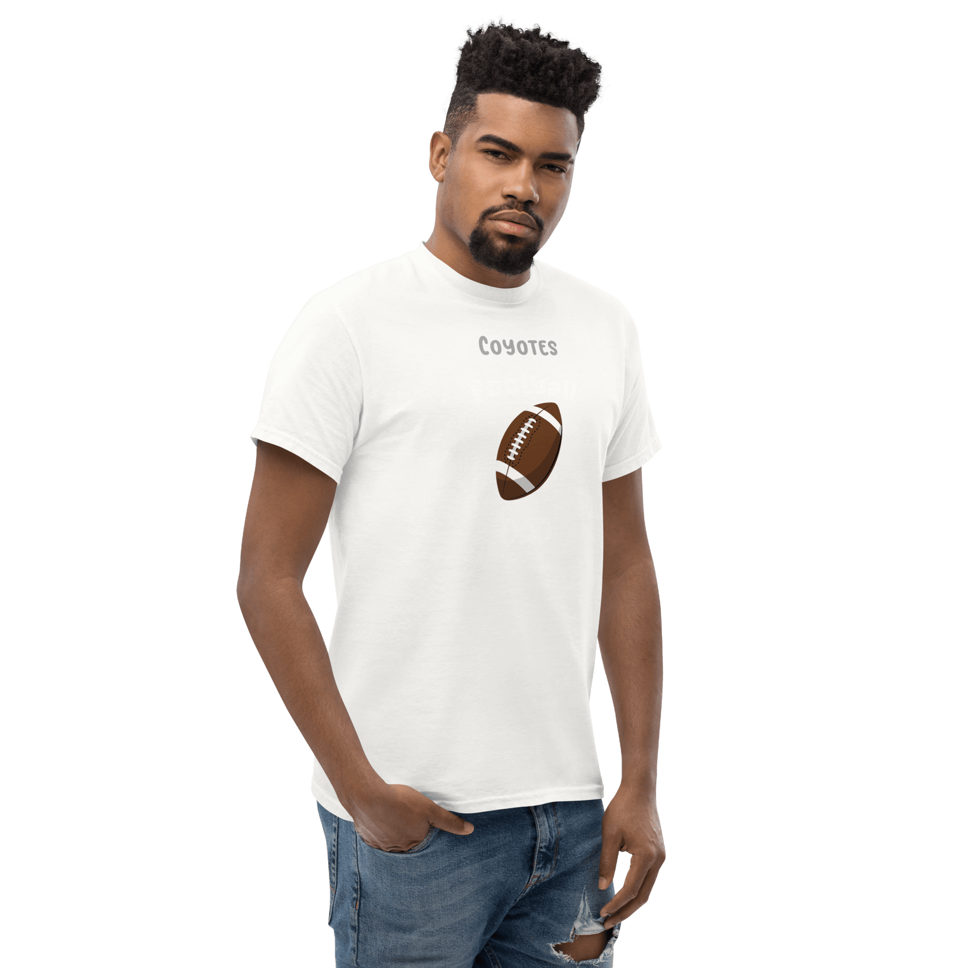 Personalized football supporter tee featuring the word 'Coyotes' and a football graphic, ideal for fans and parents.