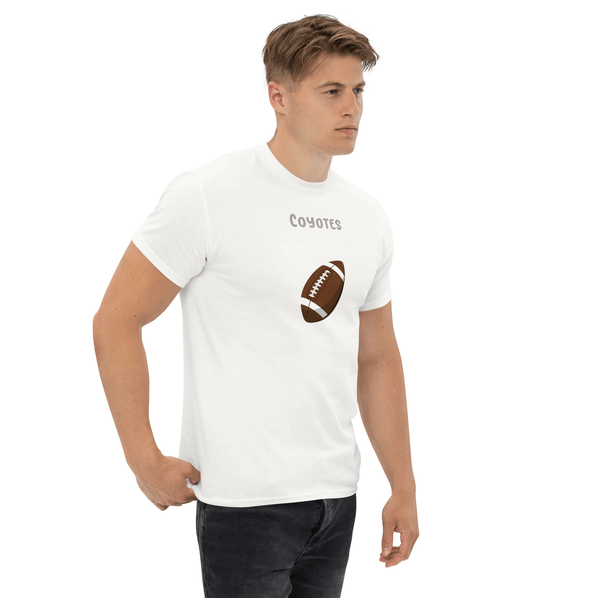 Personalized football supporter tee for fans featuring 'Coyotes' and a football graphic.