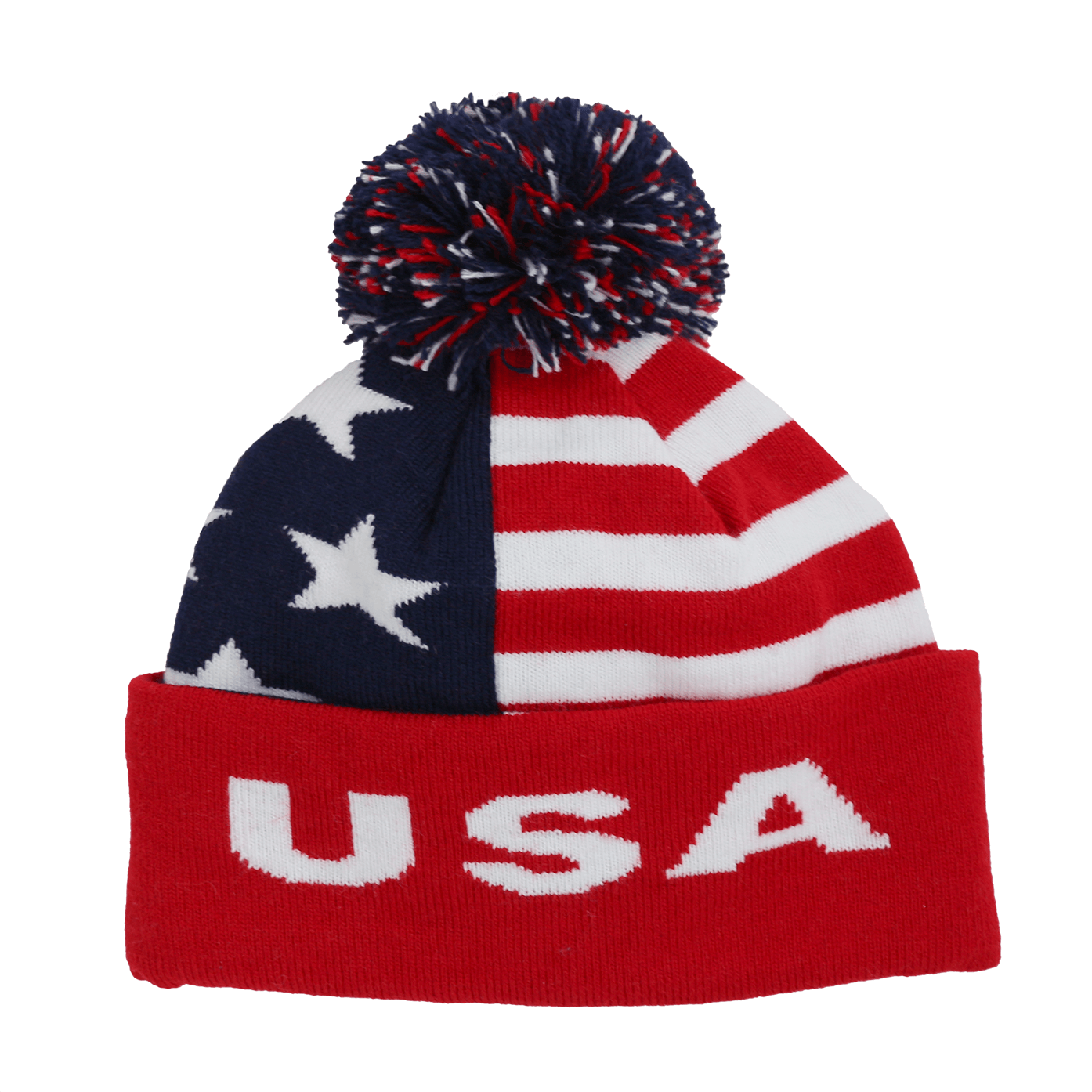 Toddler Specialty Hat – Animal-Inspired Warmth with Purpose featuring USA flags and a pom-pom top.