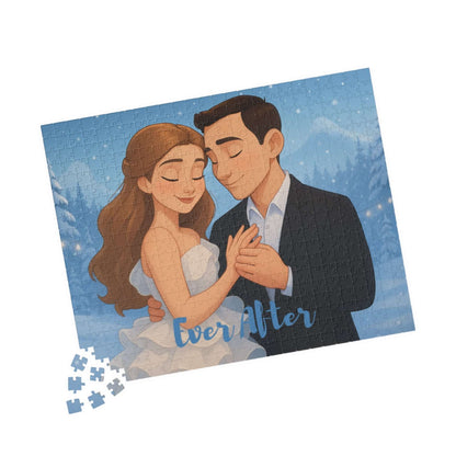 Winter Cartoon Puzzle – Personalized Disney-Style Keepsake featuring a couple in a snowy scene.