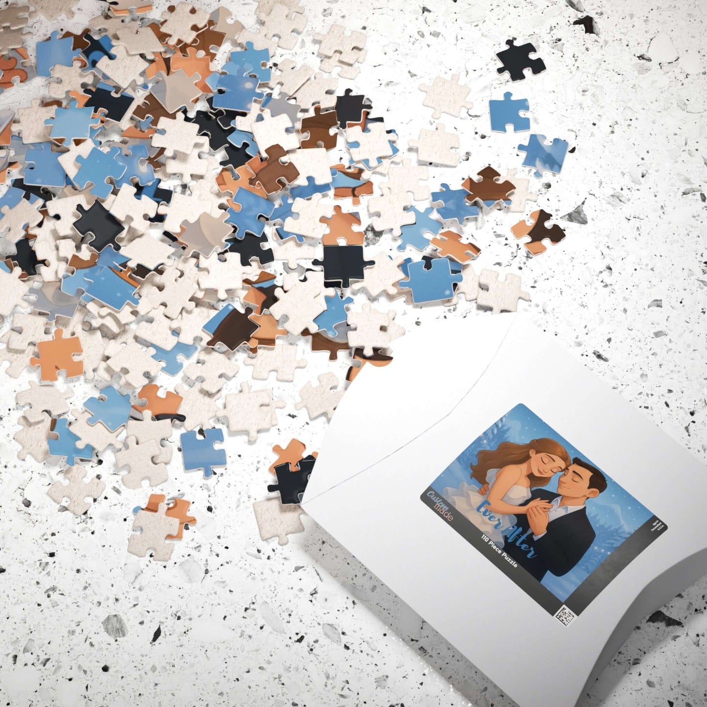 Winter Cartoon Puzzle – Personalized Disney-Style Keepsake pieces and box with a picturesque snow scene.