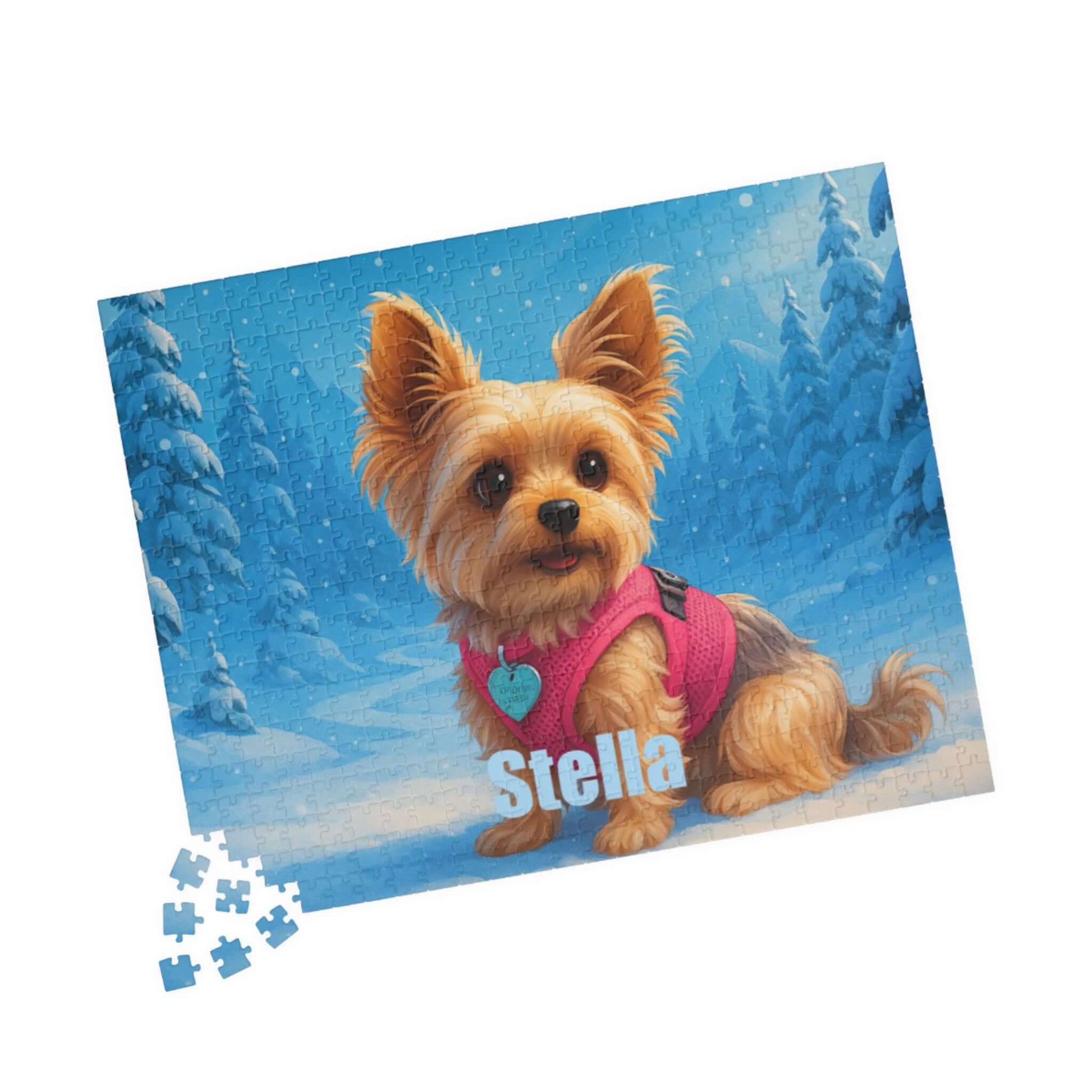 Winter Cartoon Puzzle – Personalized Disney-Style Keepsake featuring a cute dog in a winter scene.