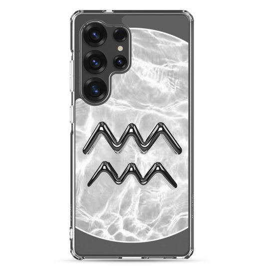 Aquarius zodiac Samsung phone case with ripple marble design, offering sleek protection and cosmic energy.