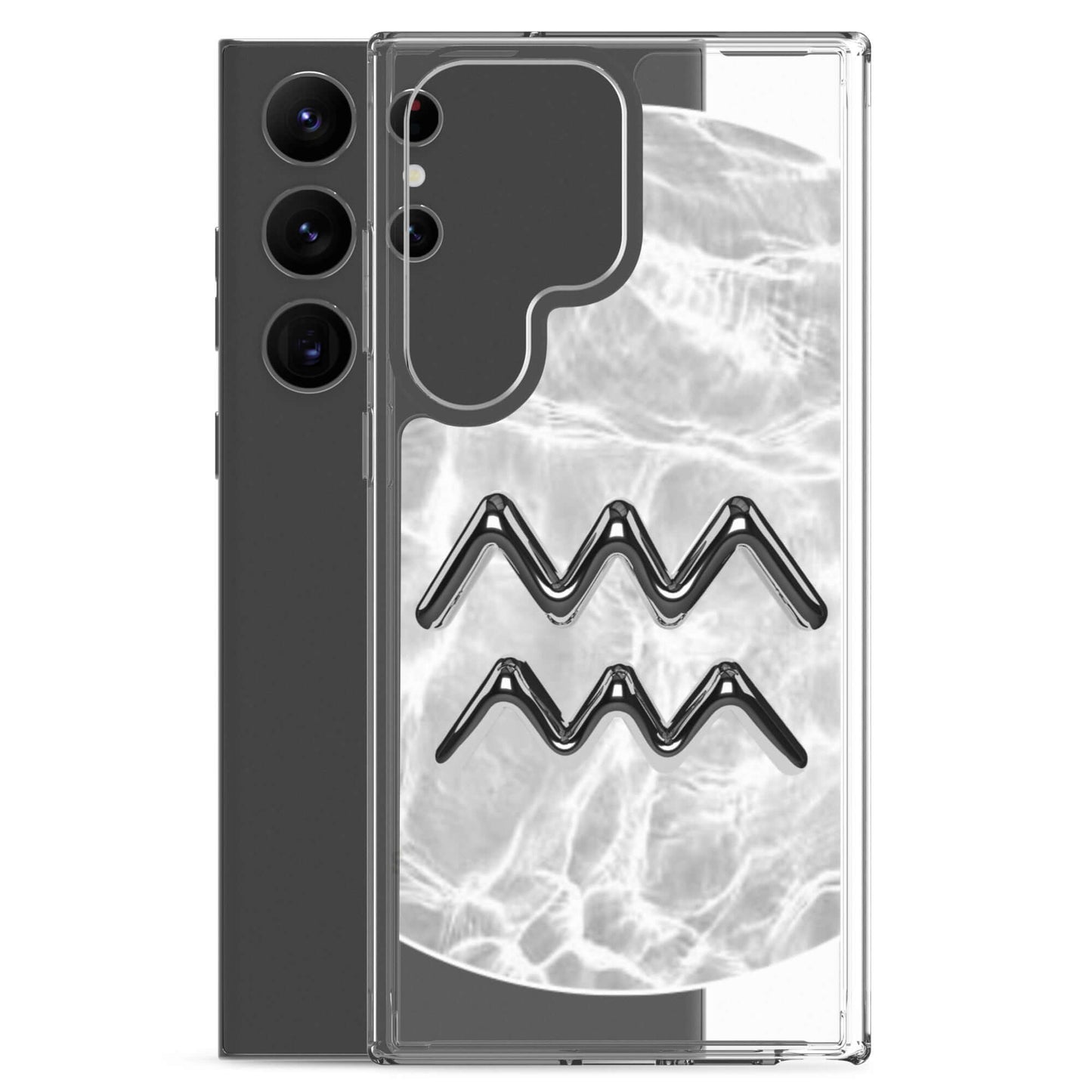 Zodiac Aquarius Samsung Phone Case with Ripple Marble design, showcasing sleek protection and fluid motion.