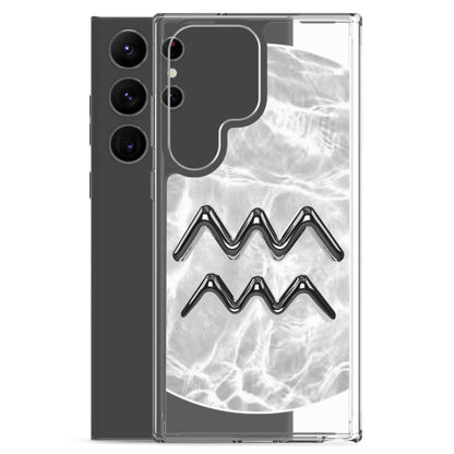 Zodiac Aquarius Samsung Phone Case with Ripple Marble design, showcasing sleek protection and fluid motion.