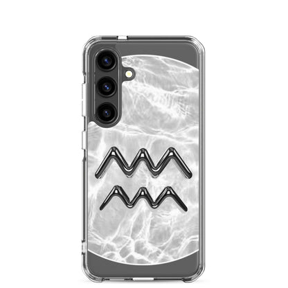 Zodiac Aquarius Samsung Phone Case with Ripple Marble design, showcasing sleek protection and cosmic energy.