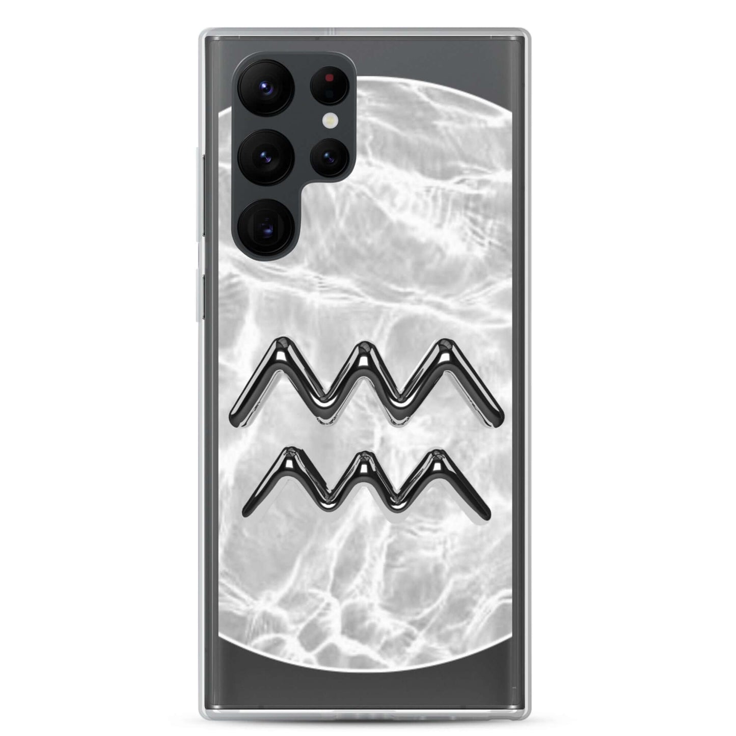 Zodiac Aquarius Samsung Phone Case with Ripple Marble design, featuring water motifs and sleek protection.