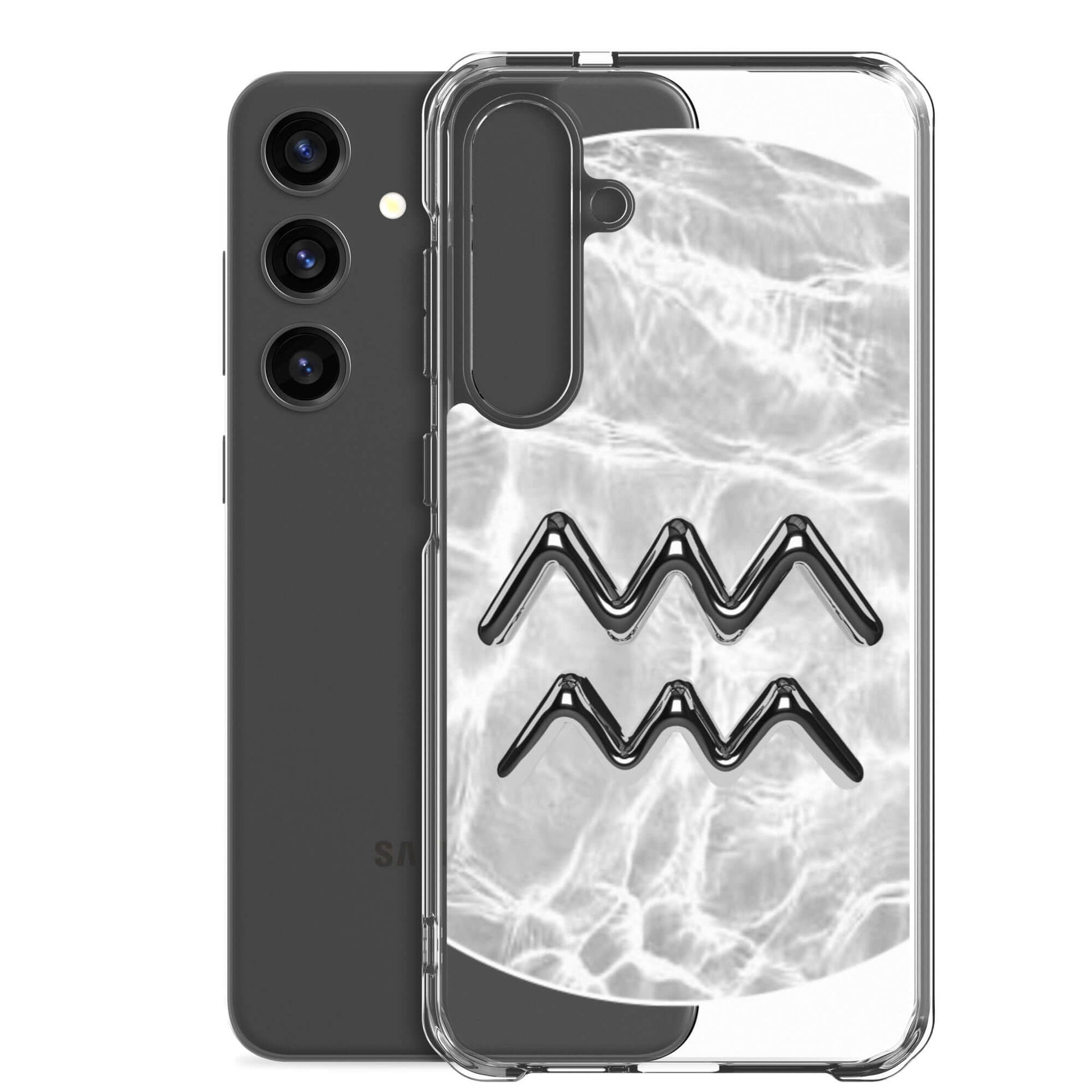 Aquarius Samsung phone case with ripple marble design, showcasing fluid motion and sleek protection.