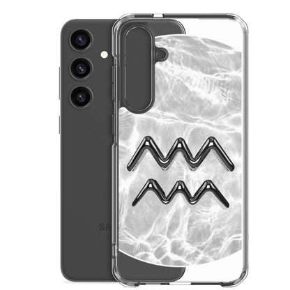 Aquarius Samsung phone case with ripple marble design, showcasing fluid motion and sleek protection.