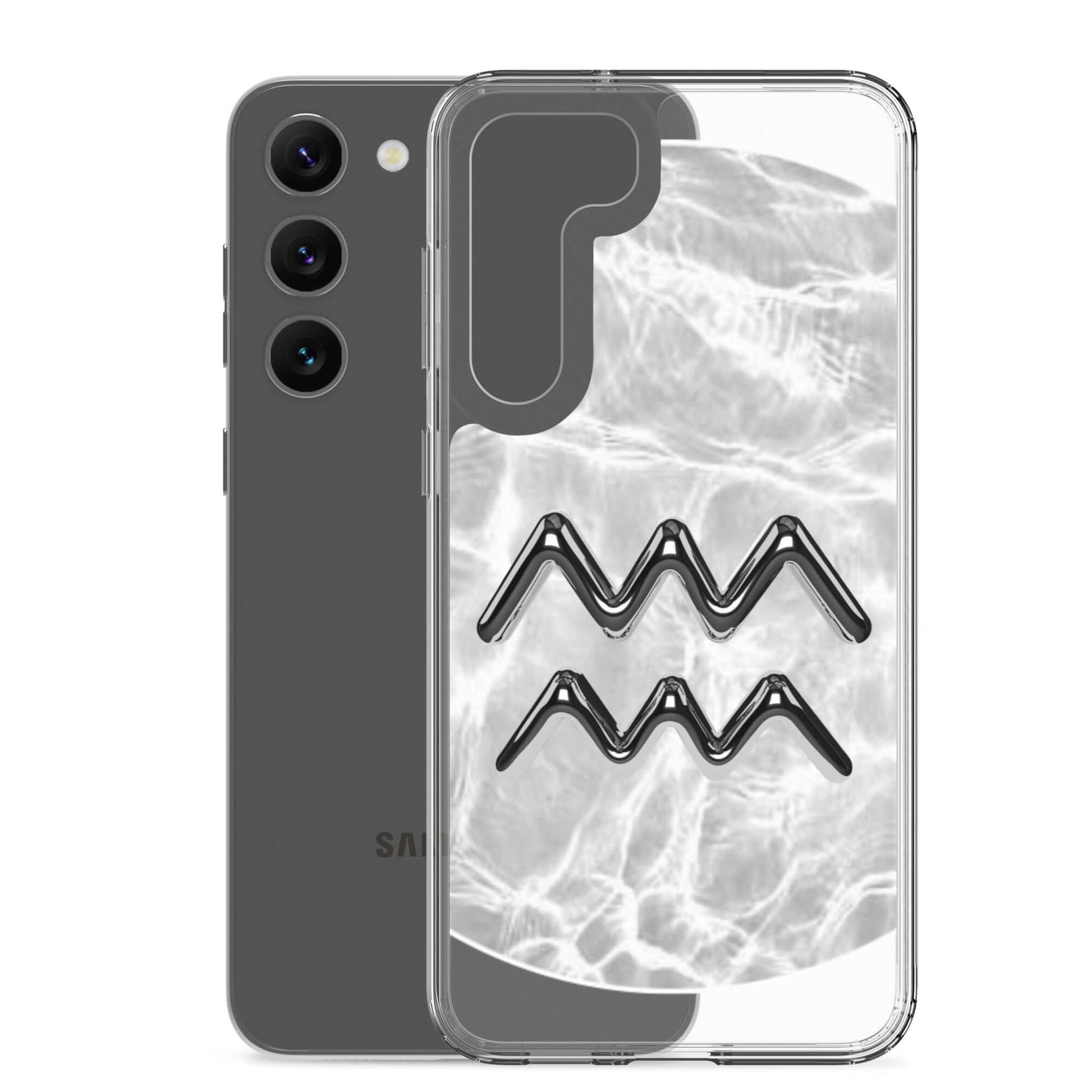 Zodiac Aquarius Samsung Phone Case with Ripple Marble design, featuring sleek protection and shimmering patterns.