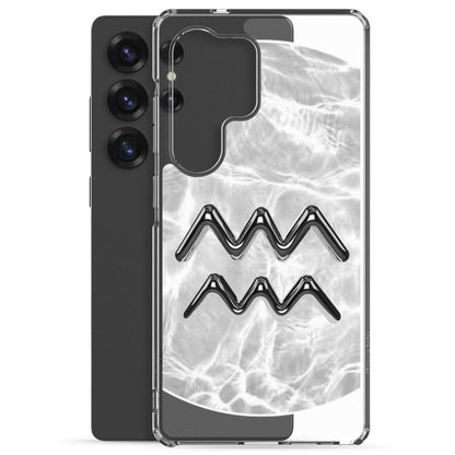 Zodiac Aquarius Samsung Phone Case with Ripple Marble design, showcasing a sleek protective style and unique water element.