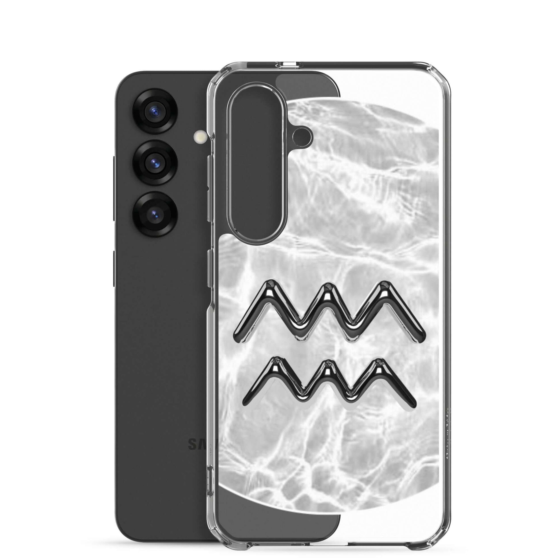 Zodiac Aquarius Samsung Phone Case featuring a Ripple Marble design, showcasing a sleek look and durable protection.