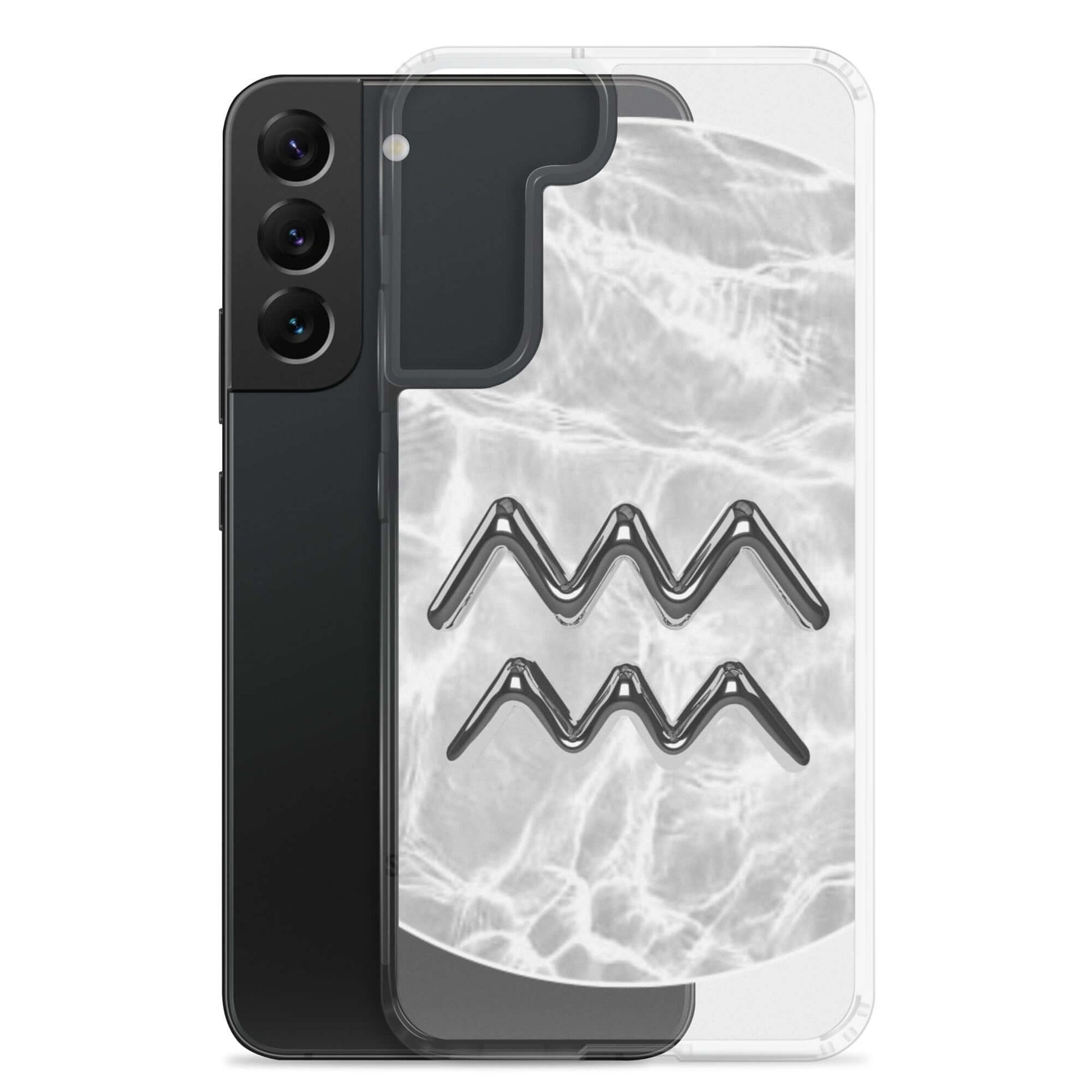 Zodiac Aquarius Samsung Phone Case with Ripple Marble design, offering sleek protection and cosmic style.