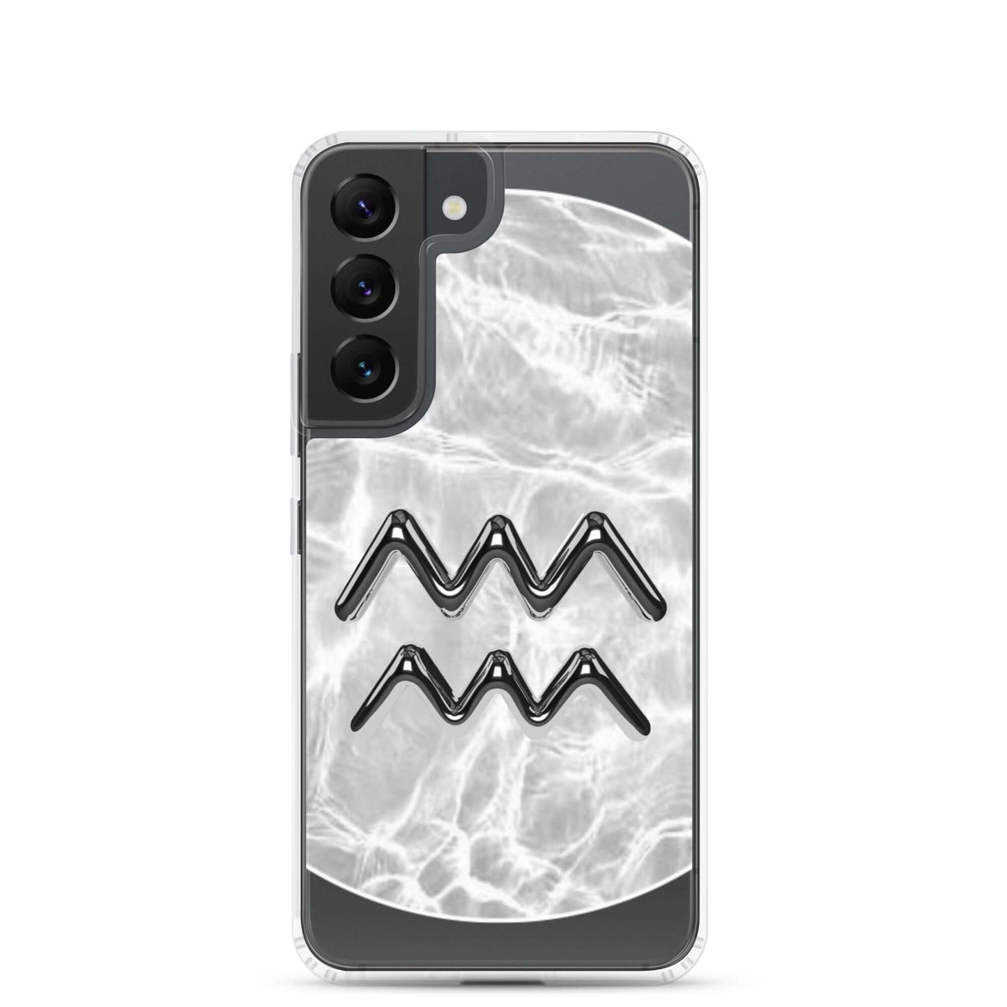 Zodiac Aquarius Samsung Phone Case with Ripple Marble design, showcasing sleek protection and cosmic style.