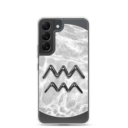 Zodiac Aquarius Samsung Phone Case with Ripple Marble design, showcasing sleek protection and cosmic style.