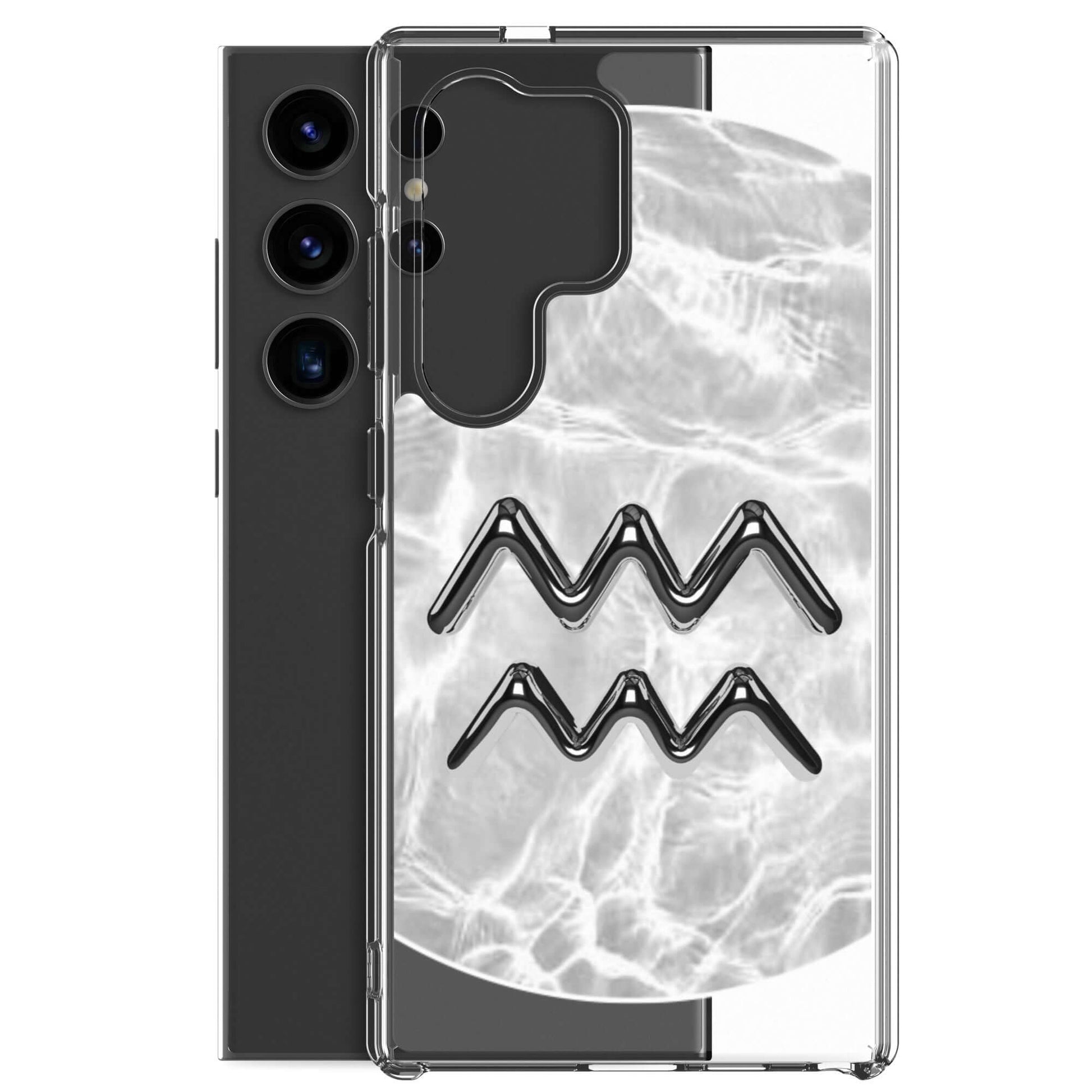 Aquarius Samsung Phone Case featuring Ripple Marble design and protective polycarbonate sides.