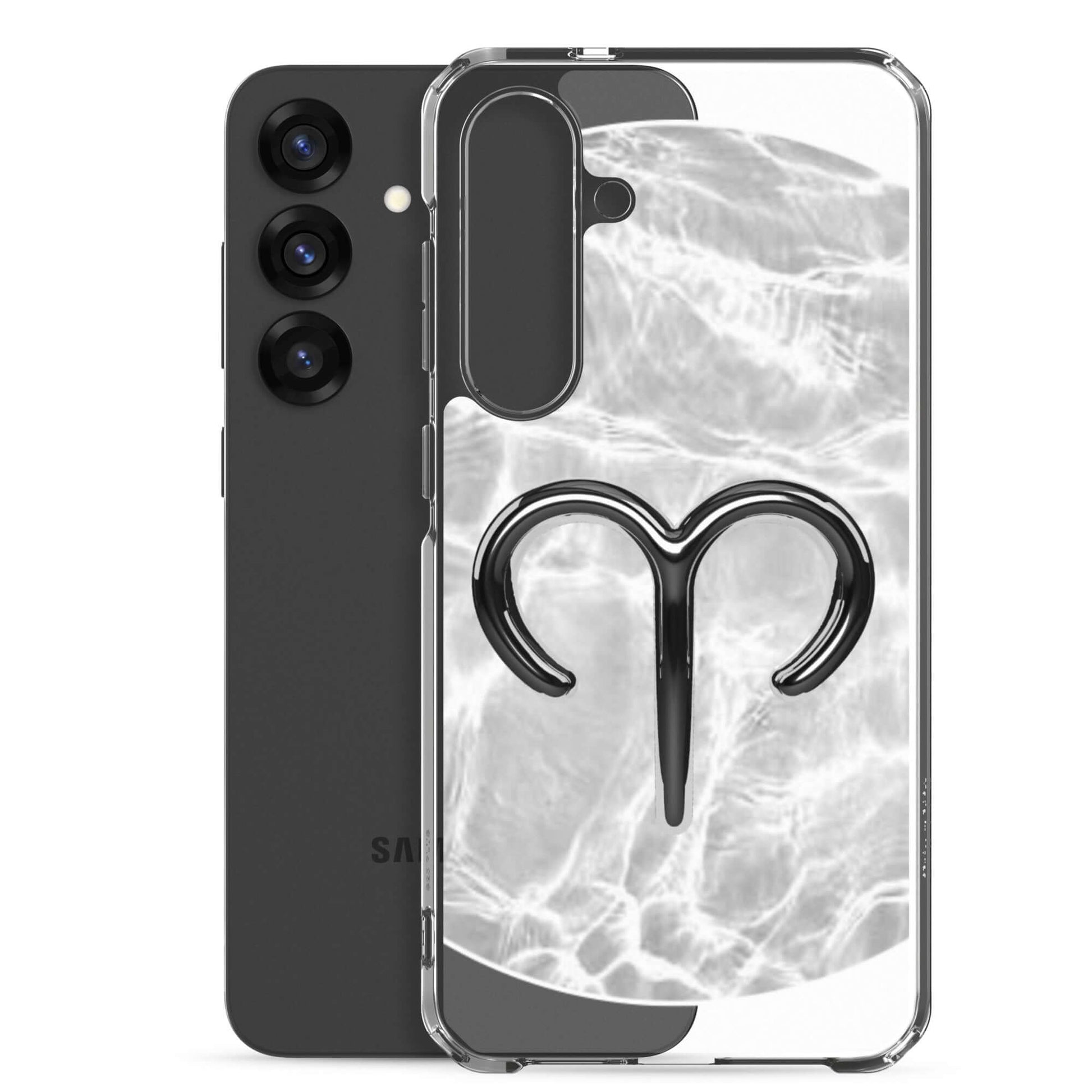 Zodiac Aries Samsung Phone Case with ripple finish showcasing the Aries ram symbol on a sleek design.