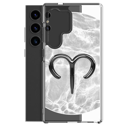 Zodiac Aries Samsung Phone Case with ripple finish and ram symbol, showcasing a bold design for protection and style.