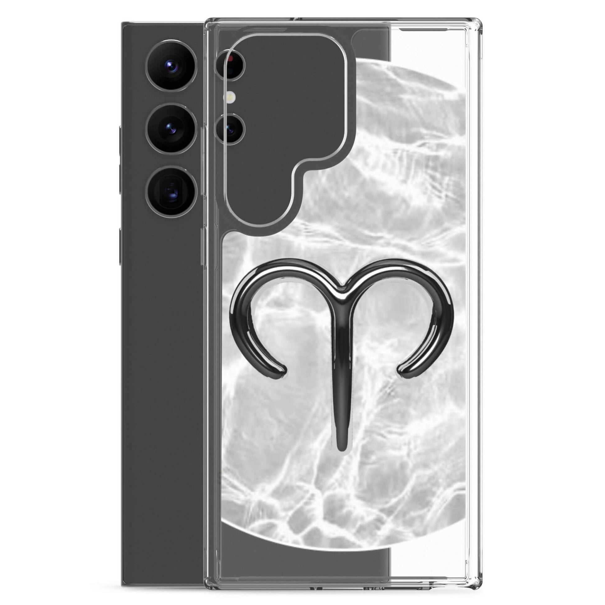 Zodiac Aries Samsung Phone Case with bold ripple finish, showcasing ram symbol on a sleek design.