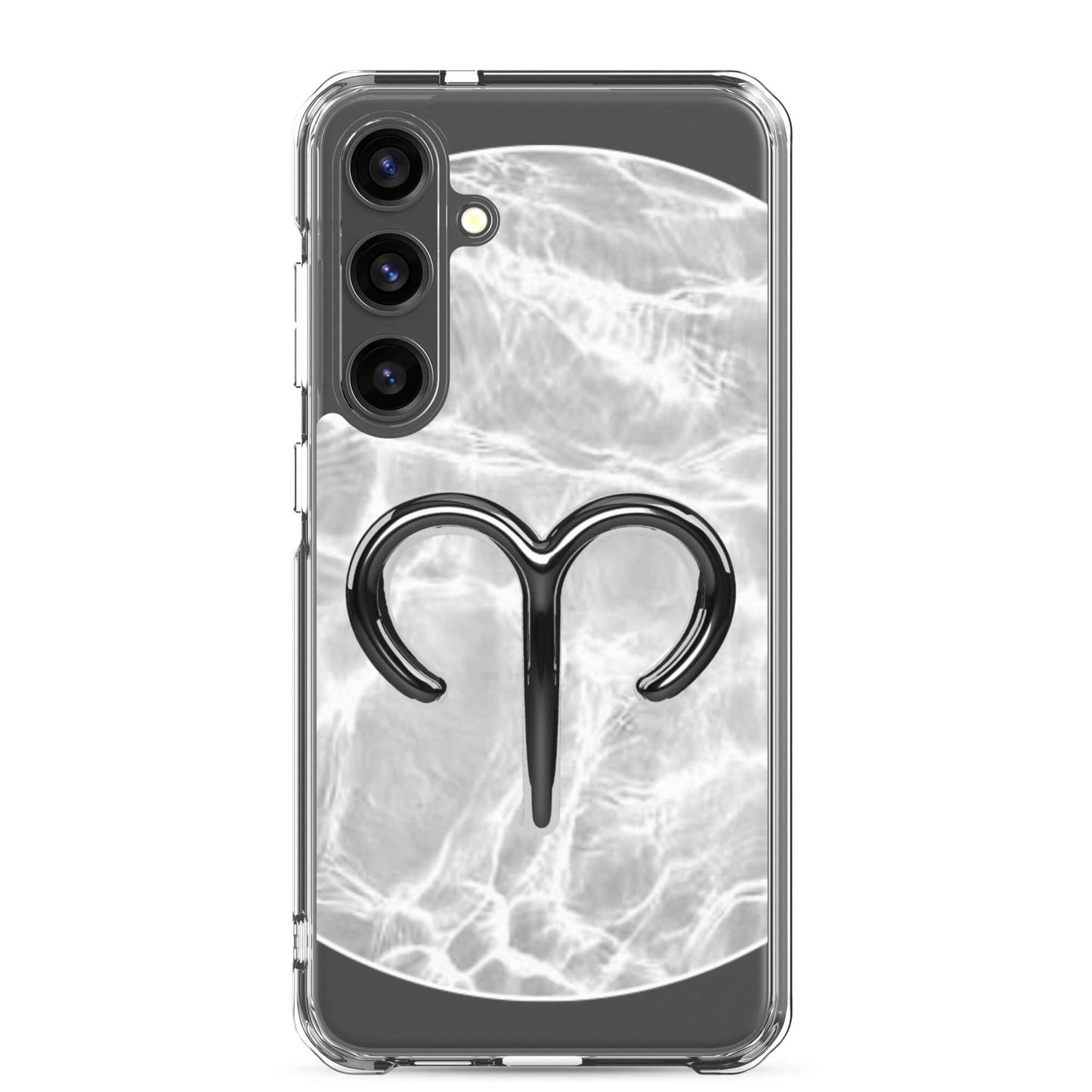 Zodiac Aries Samsung phone case with bold ripple finish and ram symbol, perfect for protecting and styling your device.