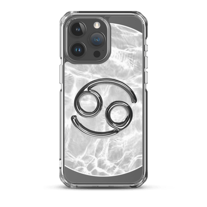 Zodiac Cancer Magsafe Clear iPhone Case with metallic design on marble pattern, offering stylish phone protection.