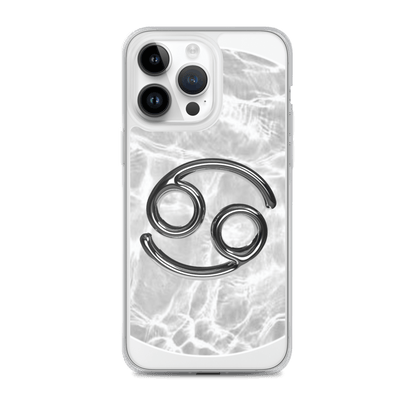 Zodiac Cancer Magsafe clear iPhone case with marble metallic design, blending style and protection.