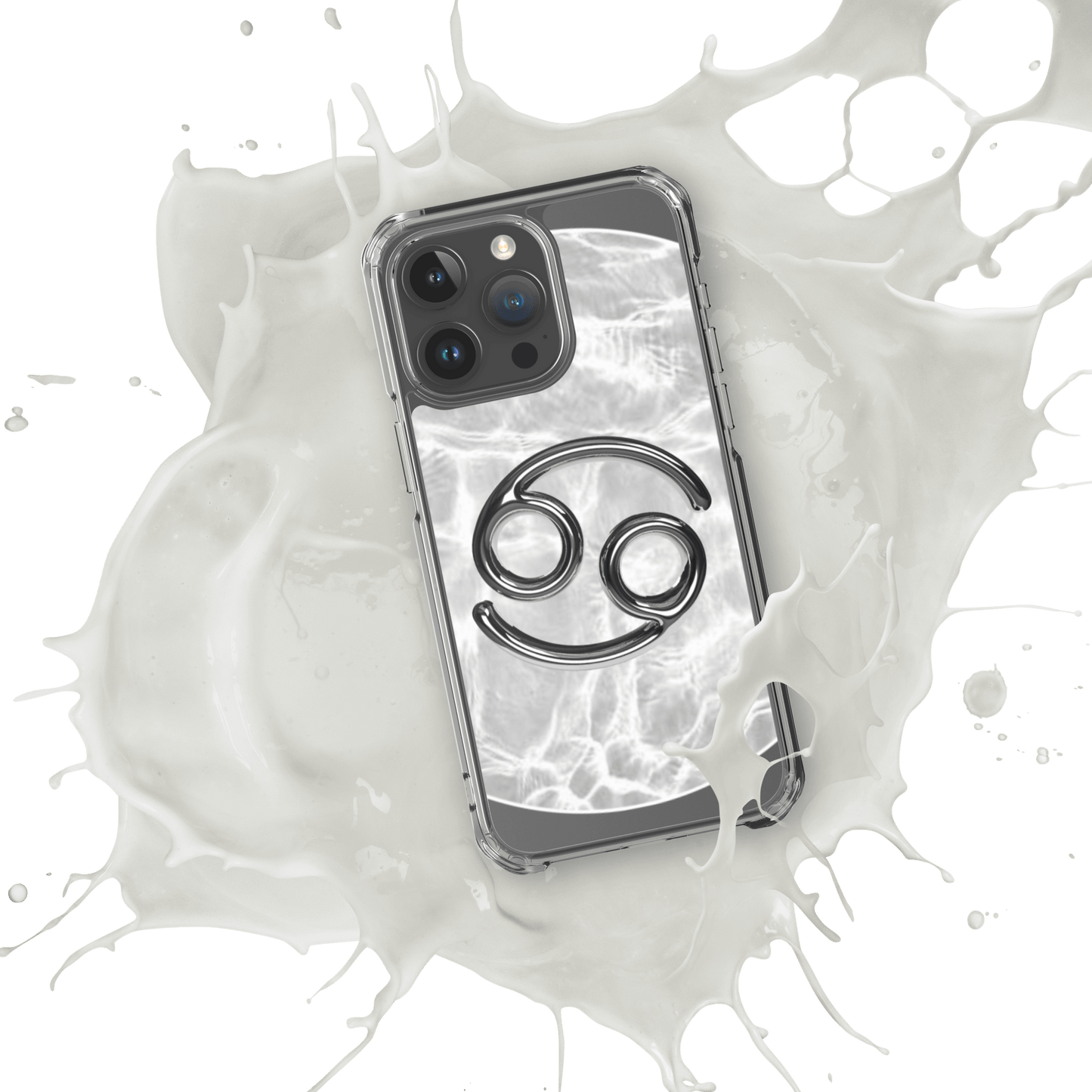 Zodiac Cancer Magsafe clear iPhone case with marble design, showcasing resilience and cosmic style.