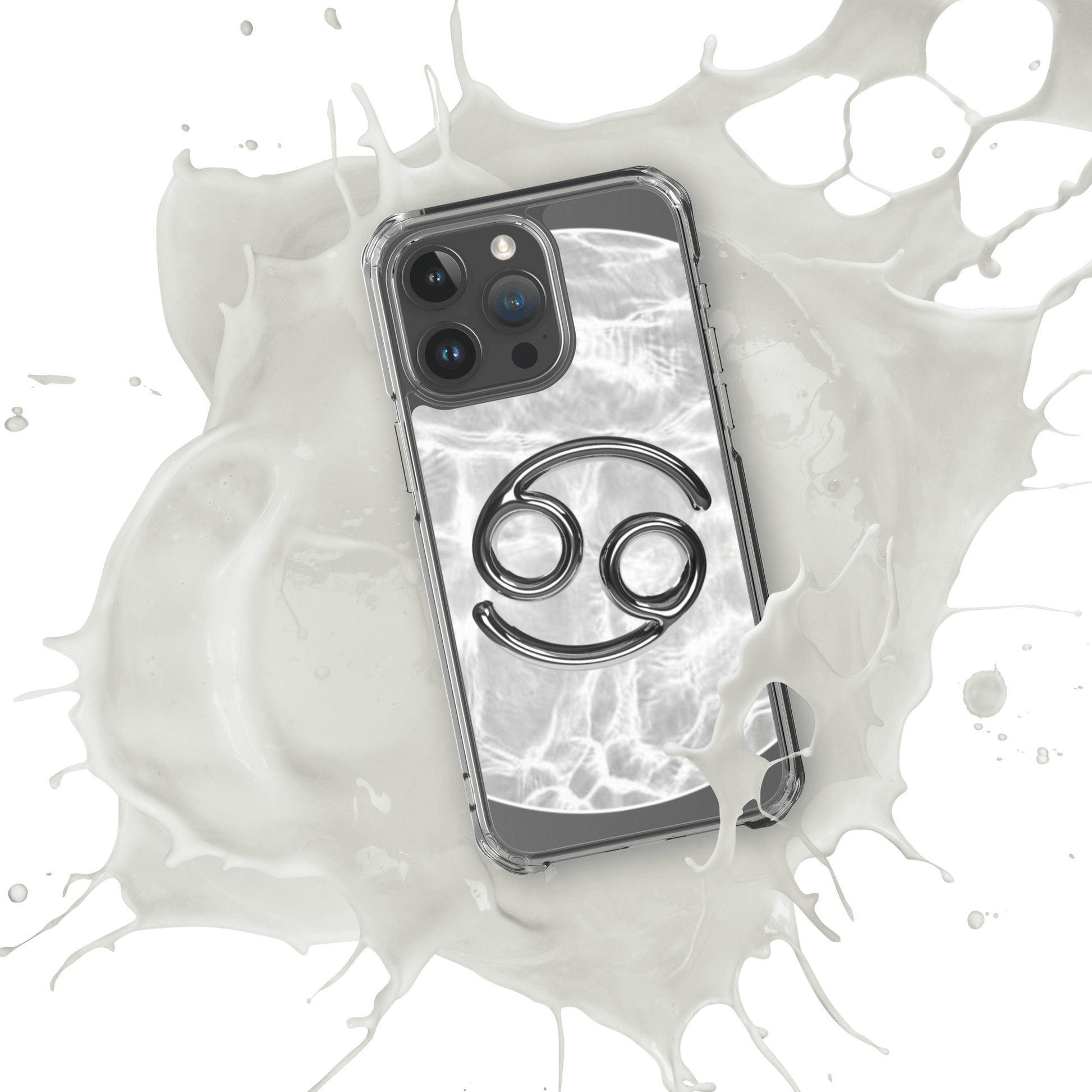 Zodiac Cancer Magsafe clear iPhone case with marble design, showcasing resilience and cosmic style.