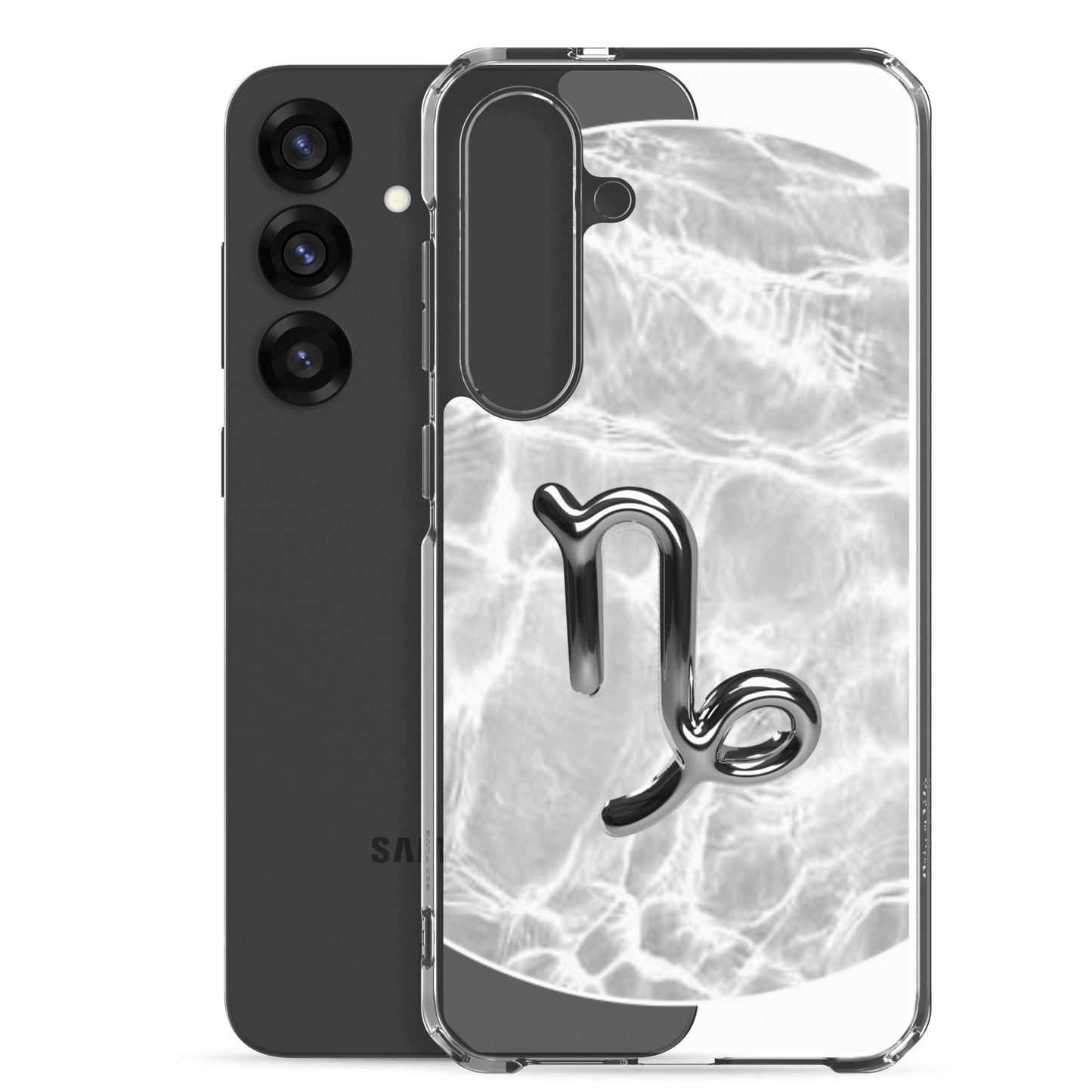 Zodiac Capricorn Samsung Phone Case featuring Ripple Marble design with a sleek polycarbonate finish.
