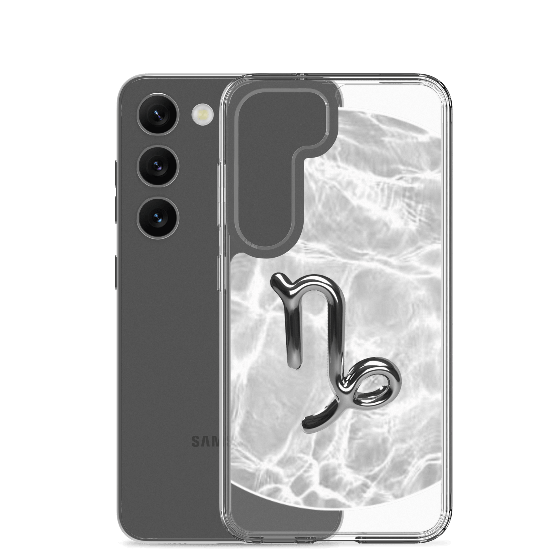 Zodiac Capricorn Samsung phone case with Ripple Marble design showcasing the Capricorn symbol on a sleek background.