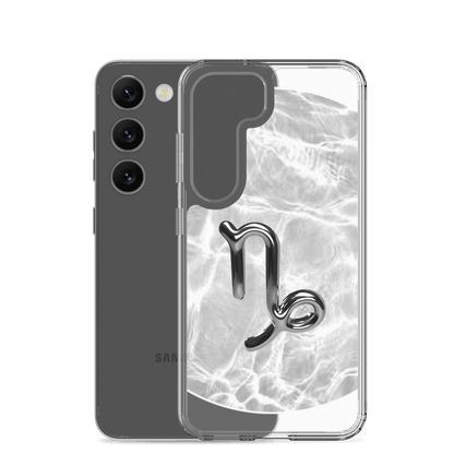 Zodiac Capricorn Samsung phone case with Ripple Marble design showcasing the Capricorn symbol on a sleek background.